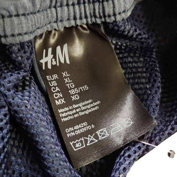 H&M Stripe Flat Front Tie Colorblock Board Shorts Swimming Shorts Size Men's XL - Picture 8 of 8